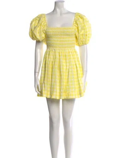 Pre-owned S/w/f Plaid Print Mini Dress In Yellow
