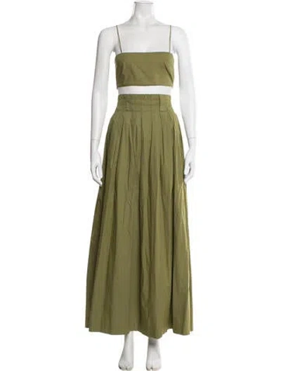 Pre-owned S/w/f Pleated Accents Skirt Set In Green