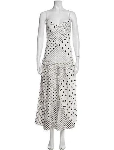 Pre-owned S/w/f Polka Dot Print Long Dress In White