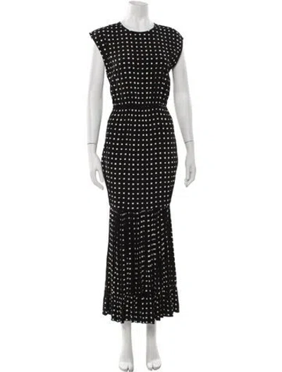 Pre-owned S/w/f Printed Long Dress In Black