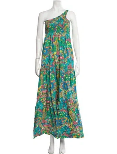 Pre-owned S/w/f Printed Long Dress In Multi