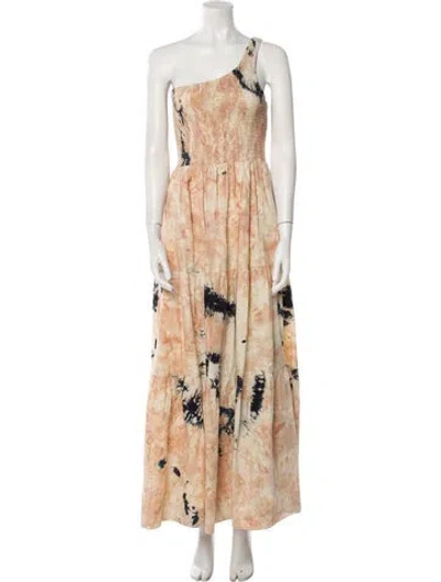 Pre-owned S/w/f Printed Long Dress W/ Tags In Neutral