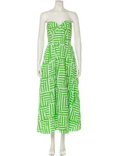 Pre-owned S/w/f Printed Midi Length Dress In Green