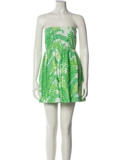 Pre-owned S/w/f Printed Mini Dress In Green
