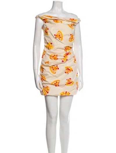 Pre-owned S/w/f Printed Mini Dress In Neutral