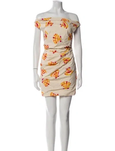 Pre-owned S/w/f Printed Mini Dress In Neutral