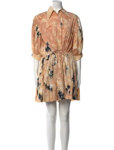 Pre-owned S/w/f Printed Mini Dress W/ Tags In Orange