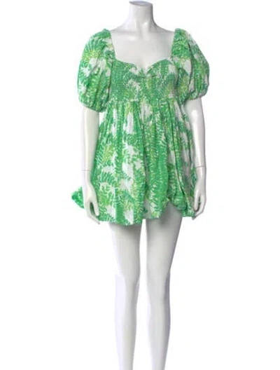 Pre-owned S/w/f Printed Mini Dress In White