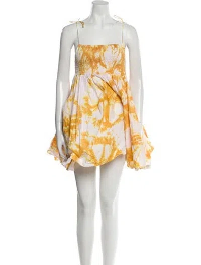 Pre-owned S/w/f Printed Mini Dress In Yellow