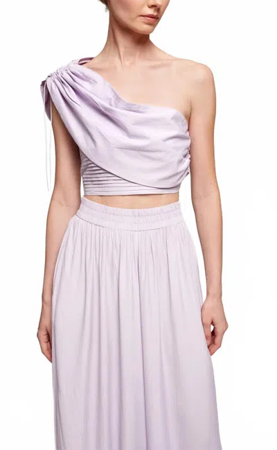 S/w/f Roman One-shoulder Top In Lilac In Purple