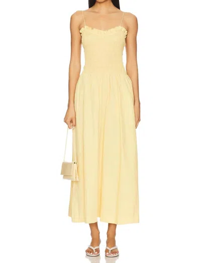 S/w/f Ruffled Bodice Midi Dress In Mellow Yellow