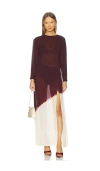 S/w/f Sheer Panel Maxi Dress In Burgundy