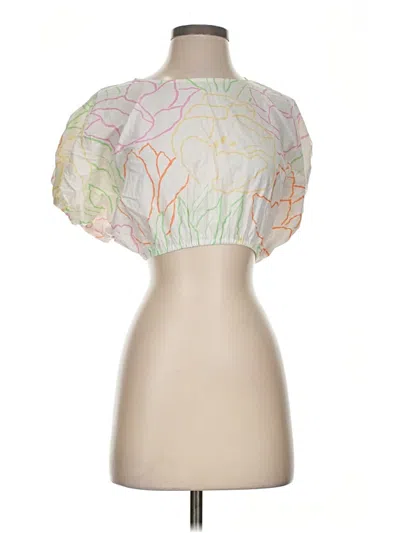 Pre-owned S/w/f Short Sleeve Blouse In Green