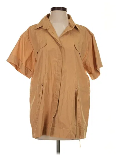 Pre-owned S/w/f Short Sleeve Blouse In Tan