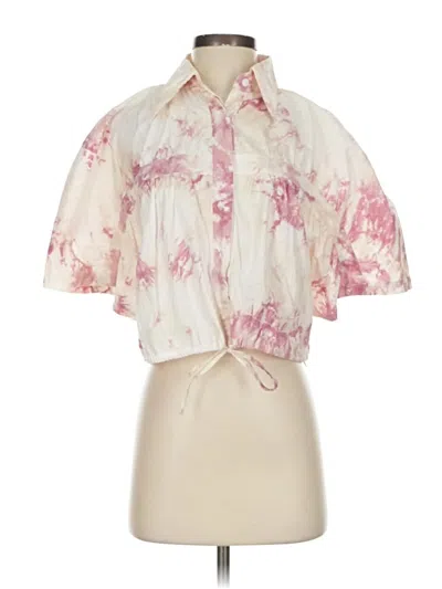 Pre-owned S/w/f Short Sleeve Blouse In White