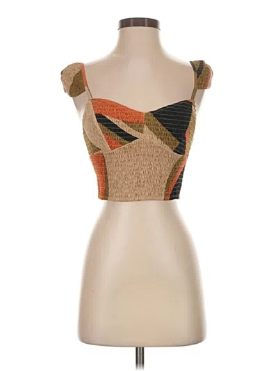 S/w/f Short Sleeve Top Brown Strapless Neckline Tops In Multi
