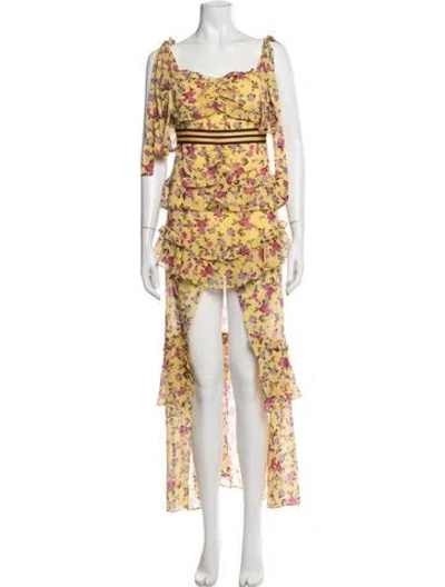 Pre-owned S/w/f Silk Long Dress In Yellow