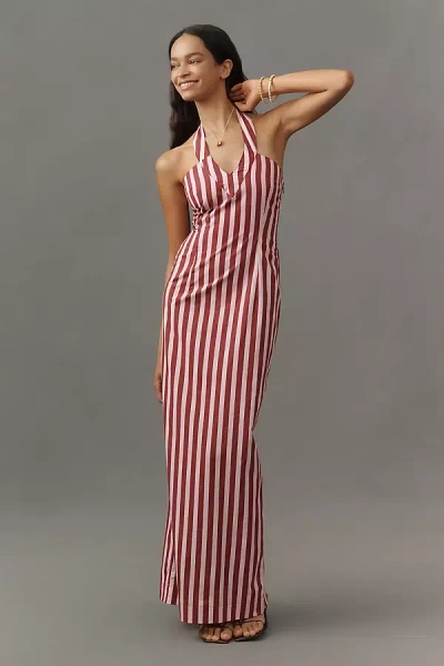 S/w/f Sleeveless Halter Slim Maxi Dress In Pink