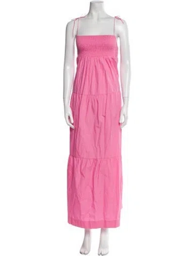 Pre-owned S/w/f Square Neckline Long Dress In Pink