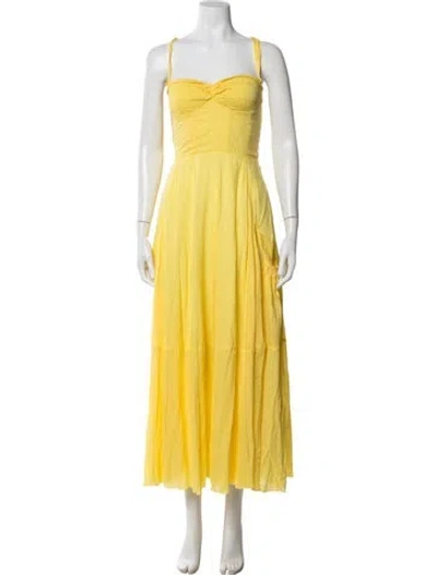 Pre-owned S/w/f Square Neckline Long Dress In Yellow