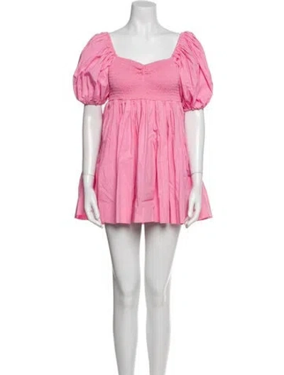 Pre-owned S/w/f Square Neckline Mini Dress In Pink