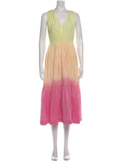 Pre-owned S/w/f Striped Midi Length Dress In Pink