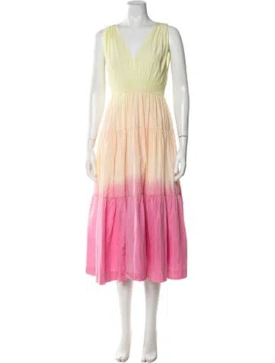 Pre-owned S/w/f Striped Midi Length Dress In Pink