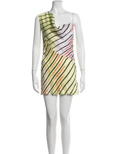 Pre-owned S/w/f Striped Mini Dress In Green