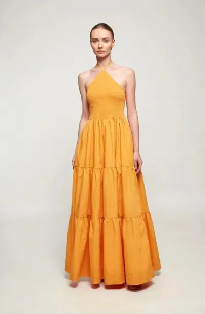 S/w/f Tie Up Tiered Maxi Dress In Golden Yello In Yellow