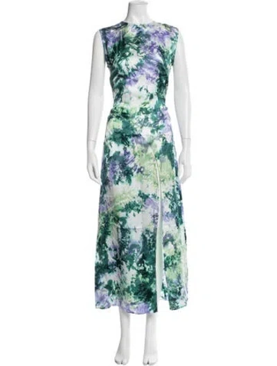 Pre-owned S/w/f Tie-dye Print Long Dress In Green
