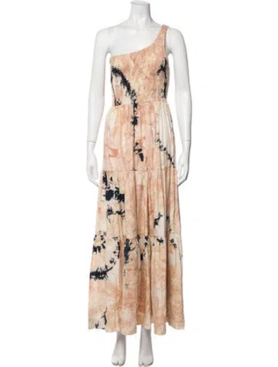 Pre-owned S/w/f Tie-dye Print Long Dress In Neutral