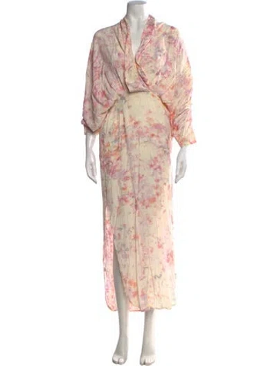 Pre-owned S/w/f Tie-dye Print Long Dress In Neutrals
