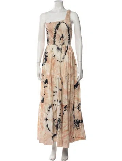 Pre-owned S/w/f Tie-dye Print Long Dress In Neutrals