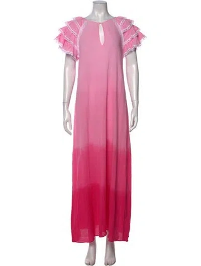 Pre-owned S/w/f Tie-dye Print Long Dress In Pink