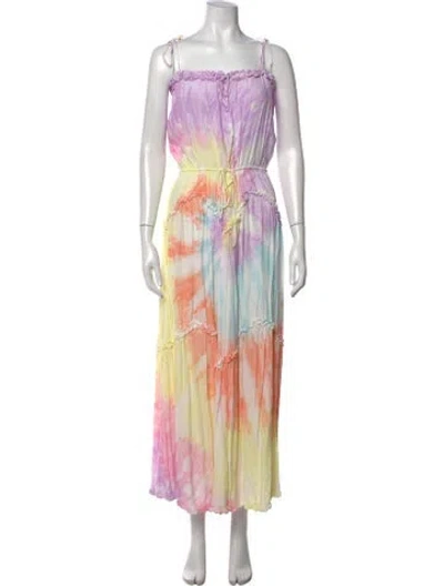 Pre-owned S/w/f Tie-dye Print Long Dress In Purple