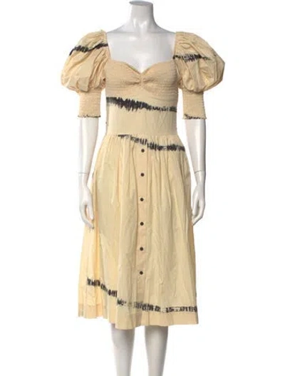 Pre-owned S/w/f Tie-dye Print Midi Length Dress In Neutrals