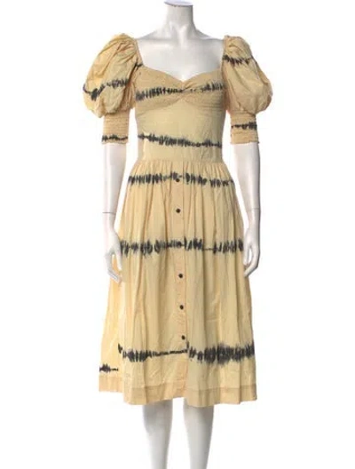 Pre-owned S/w/f Tie-dye Print Midi Length Dress In Neutrals