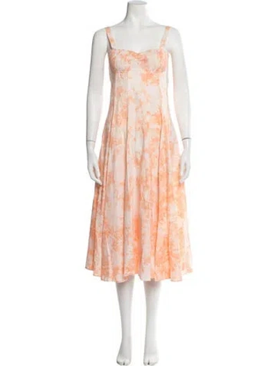 Pre-owned S/w/f Tie-dye Print Midi Length Dress In Orange