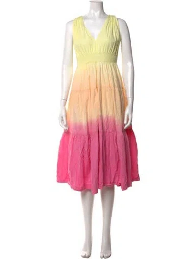 Pre-owned S/w/f Tie-dye Print Midi Length Dress In Pink