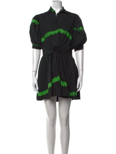 Pre-owned S/w/f Tie-dye Print Mini Dress In Black/green