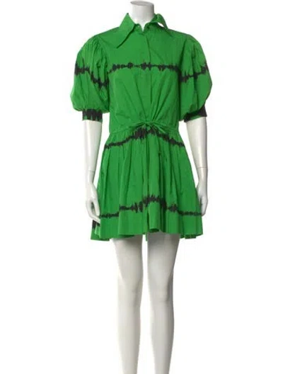 Pre-owned S/w/f Tie-dye Print Mini Dress In Green