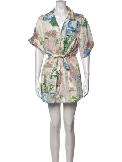 Pre-owned S/w/f Tie-dye Print Mini Dress In Neutrals