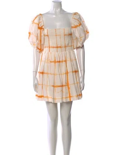 Pre-owned S/w/f Tie-dye Print Mini Dress In White