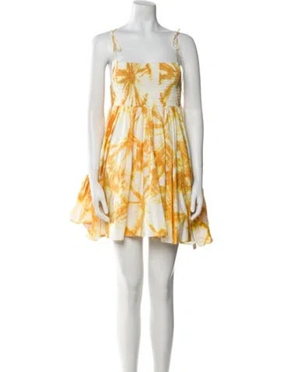 Pre-owned S/w/f Tie-dye Print Mini Dress In Yellow