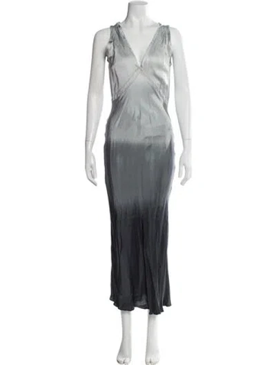 Pre-owned S/w/f V-neck Long Dress In Gray