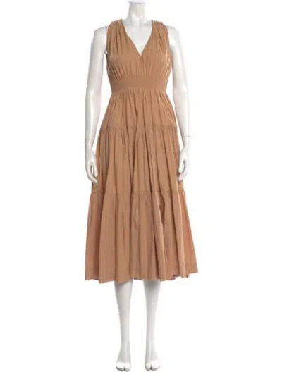 Pre-owned S/w/f V-neck Long Dress In Neutral