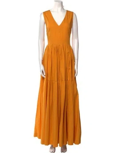 Pre-owned S/w/f V-neck Long Dress In Orange