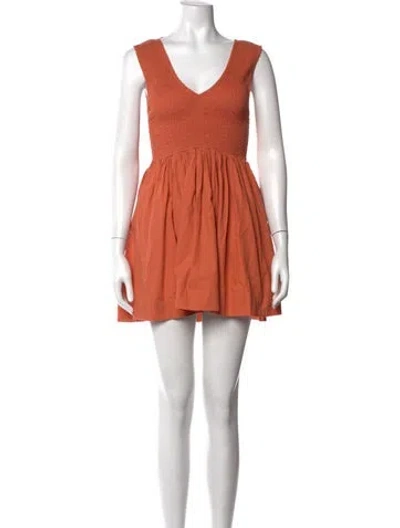 Pre-owned S/w/f V-neck Mini Dress In Orange