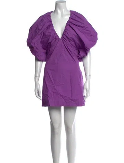 Pre-owned S/w/f V-neck Mini Dress W/ Tags In Purple