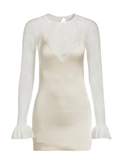 S/w/f Women's Lace Bell-sleeve Minidress In Neutral